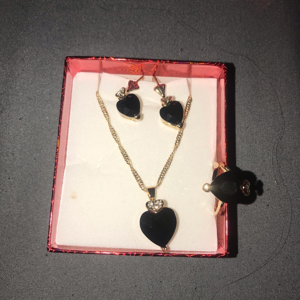14k goldfilled set necklace earrings and ring